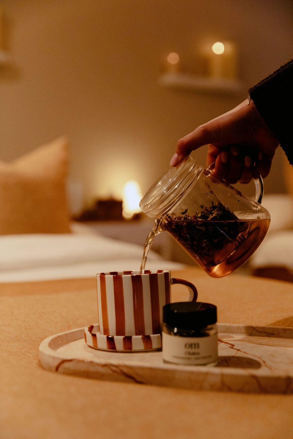 Organic Merchant tea and winter hot chocolate served after treatments