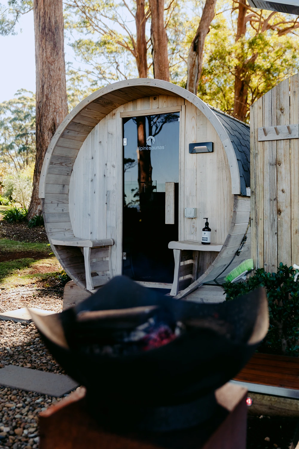 Cedar barrel sauna at VH Country Estate